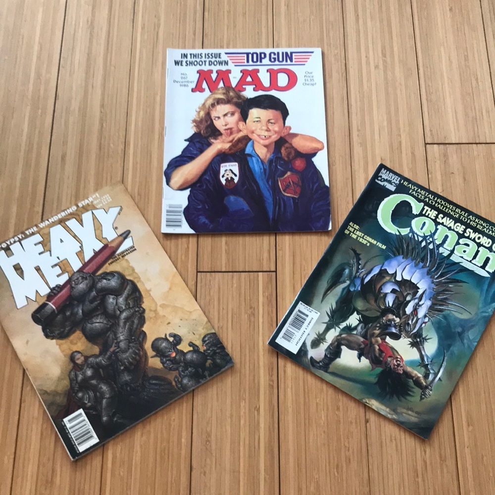 Lot of 3 magazines - MAD, Heavy metal & the savage sword of Conan